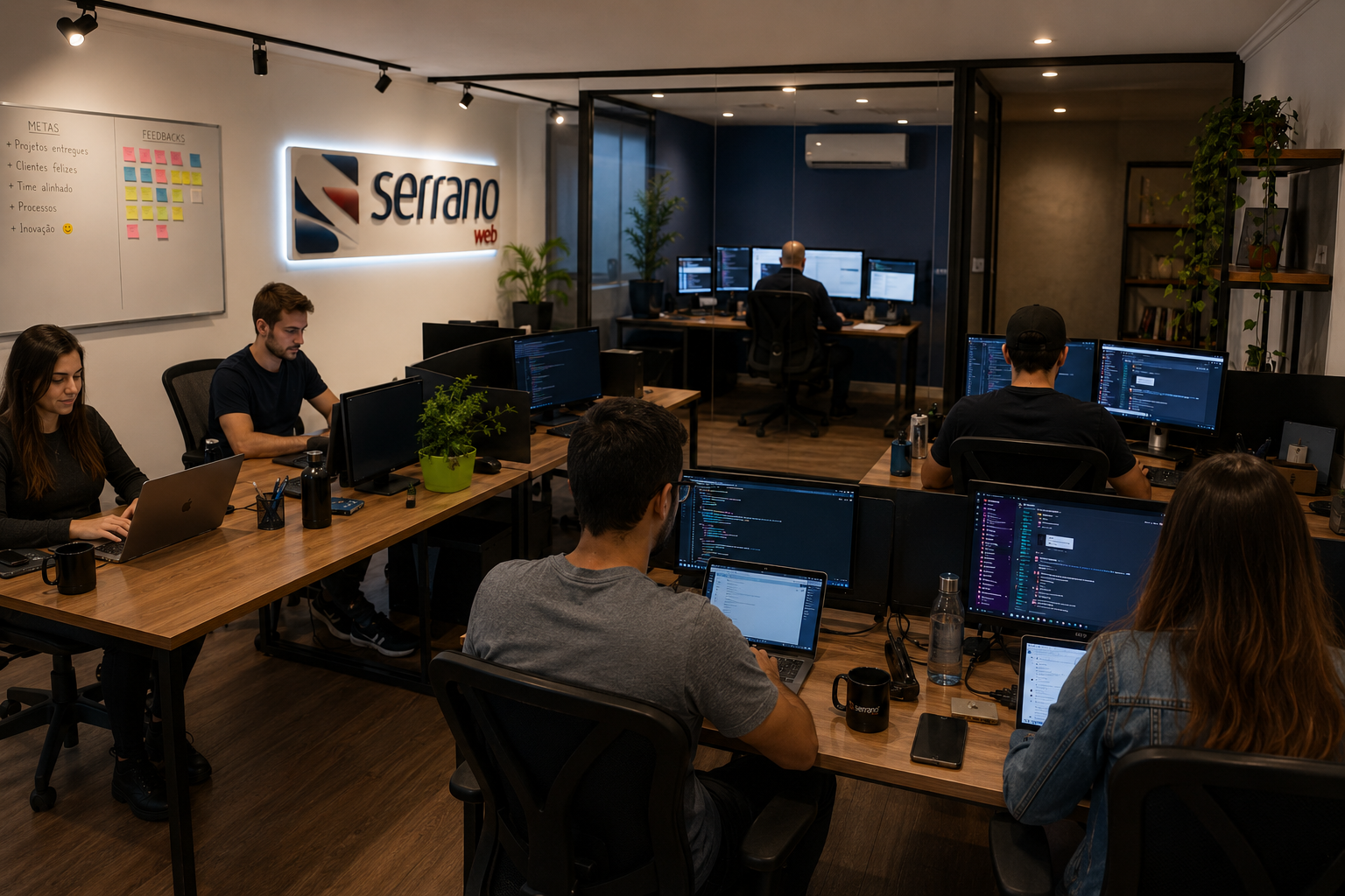 Escritório moderno de marketing digital e automação com IA em Florianópolis